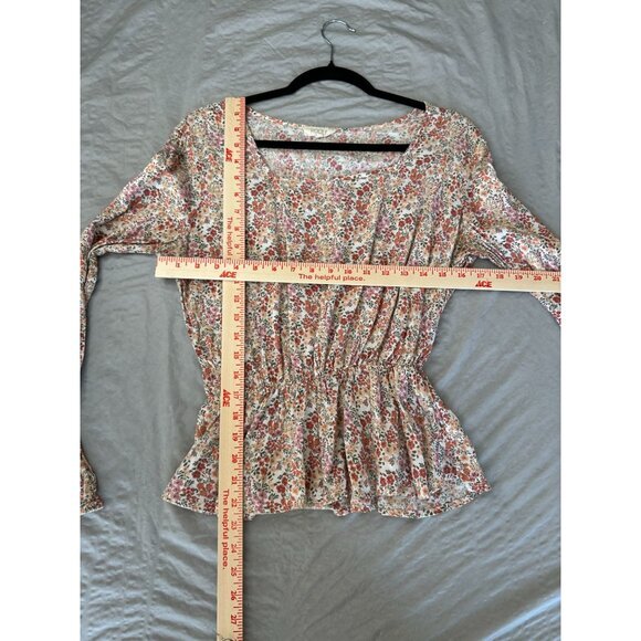 Roolee Womens‎ Pink Blouse XL long sleeve elastic floral pullover round neck - Picture 6 of 6